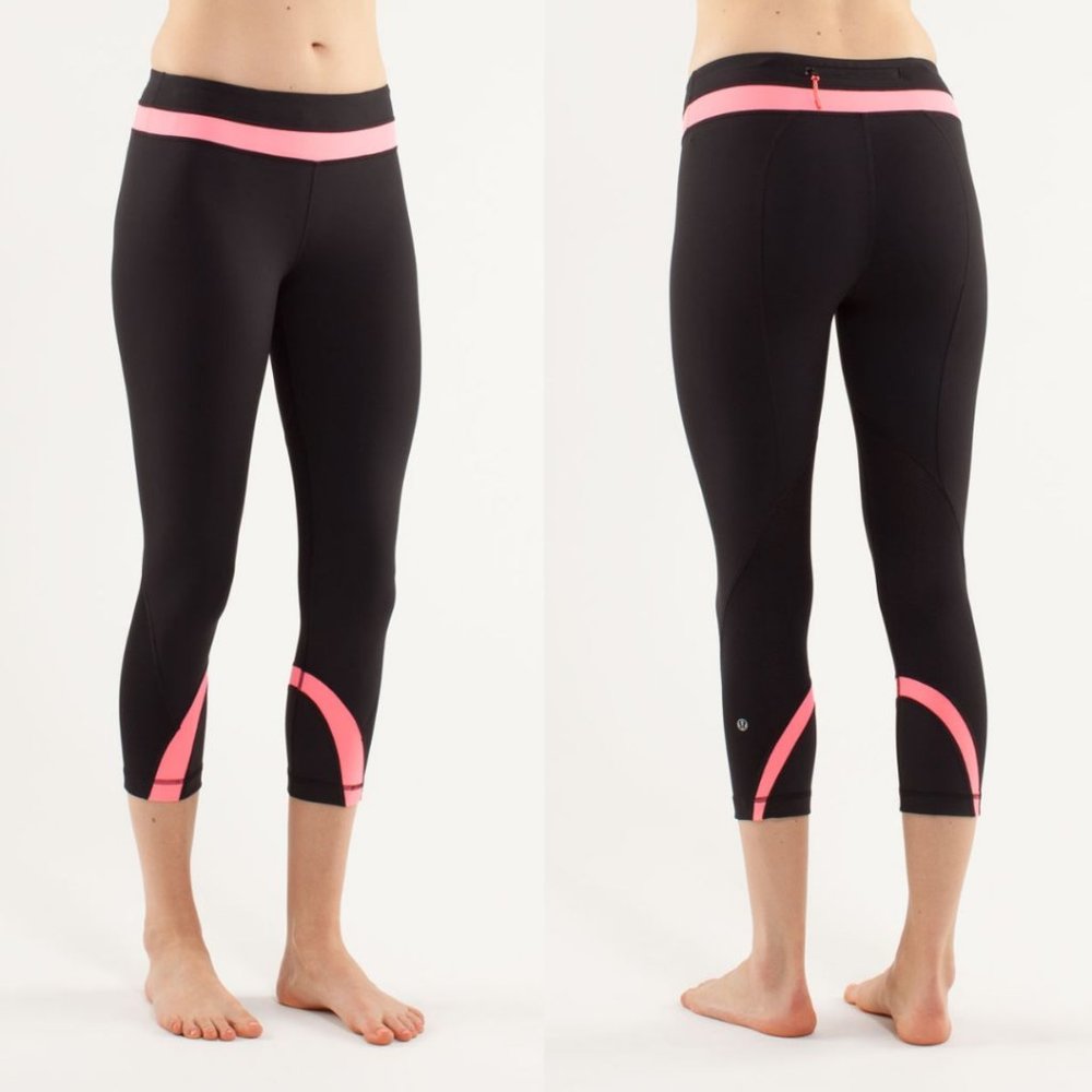 Lululemon Black/Pink Luxtreme Inspire Crop